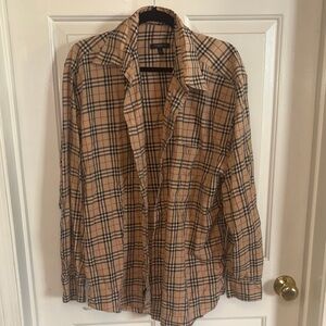Mens Burberry Beige and Black Checkered Shirt